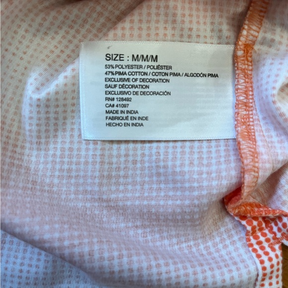 Greg Norman Mens M Polo Golf Shirt Orange Geometric Summer Comfort Front Shark - Picture 6 of 7